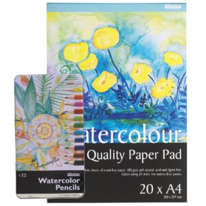 Aquarel potloden set met papier