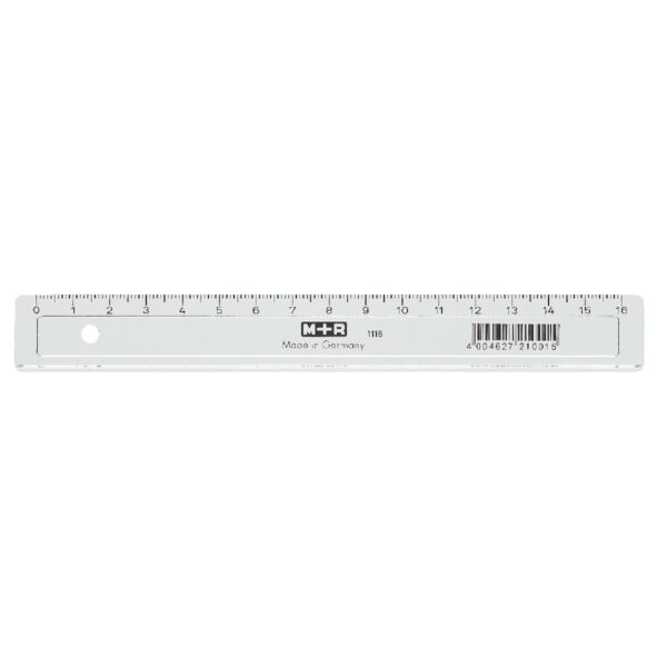 Liniaal - transparant plastic - 16 cm - Afbeelding 1