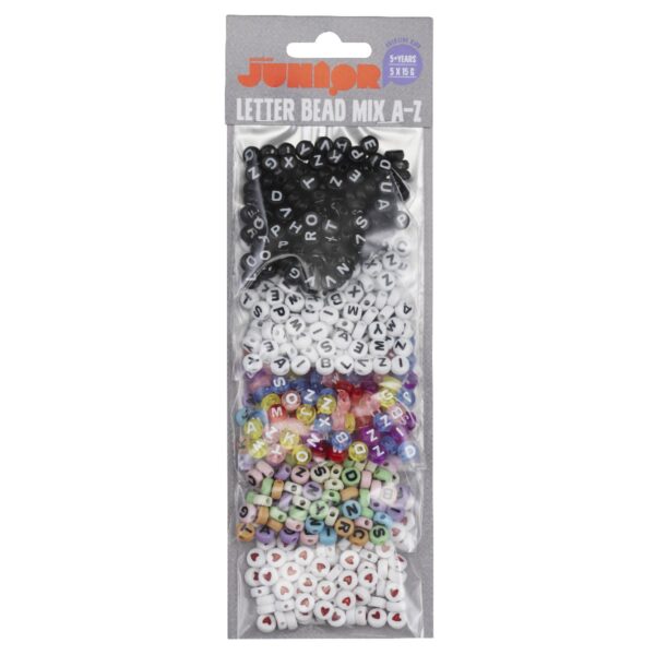 Kralenmix - letters - zwart, wit en hartjes - Afbeelding 1