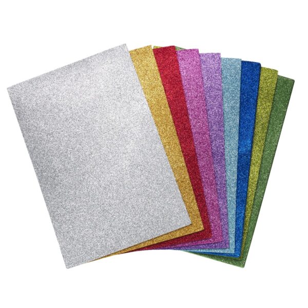 Hobbyrubber - 20x30 cm - 9 stuks - glitter - Afbeelding 1