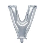 Letterballon zilverkleurig - 32 cm - V