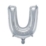 Letterballon zilverkleurig - 32 cm - U