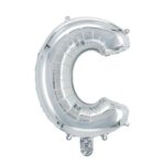 Letterballon zilverkleurig - 32 cm - C