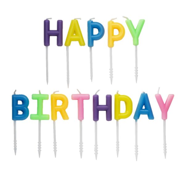 Taartkaarsjes - 3 cm - happy birthday - Afbeelding 1