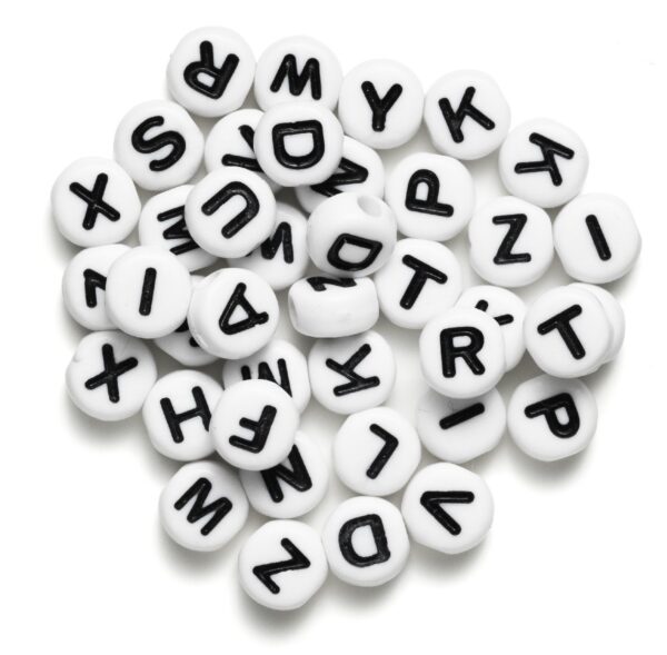 Kralenmix - letters - wit - Afbeelding 1
