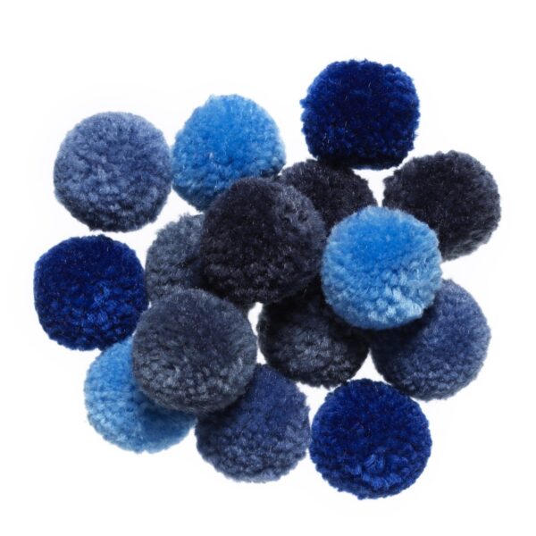 Pompons - 15 stuks - blauw - Afbeelding 1