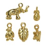 Bedeltjes - goudkleurig - olifant en meer