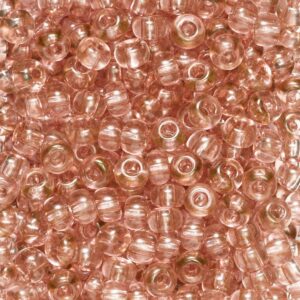 Rocailles - 6/0 - roze transparant