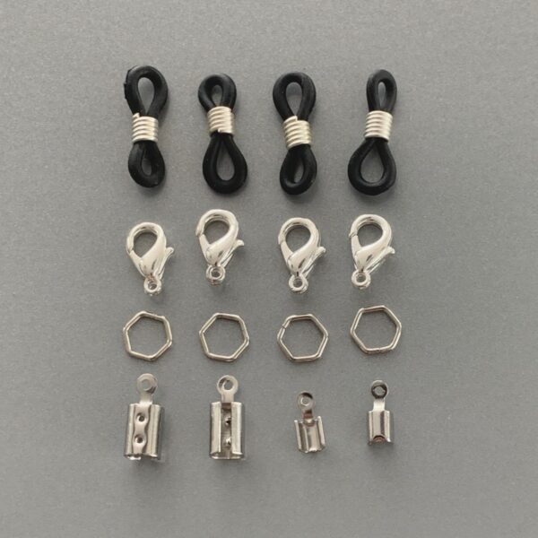Brillenkoord accessoireset - zilverkleurig - Afbeelding 1
