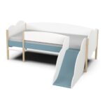 Kinderbed Longane Incl. Glijbaan 90x200 Wit/Blauw