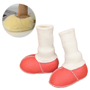 Mini Fashion™ - Warm&Knus - Baby sloffen Rood/Wit / 16  (7-14 maanden) | Educatief Speelgoed