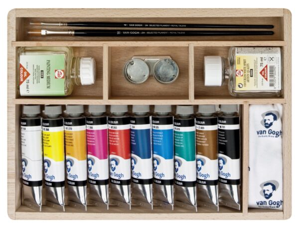van Gogh olieverf kist basic - 10 kleuren/40 ml + accessoires - Afbeelding 1