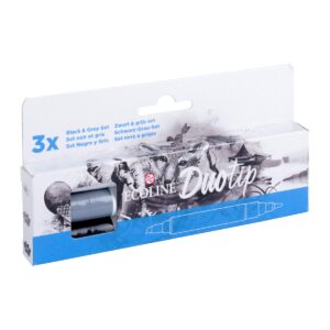 Ecoline Duotip markers set - 3 stuks - zwart en grijs