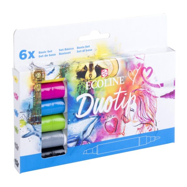 Ecoline Duotip markers set - 6 stuks - basis - Afbeelding 1