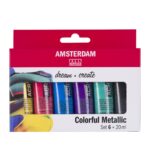 Amsterdam acrylverf set - 6 stuks - kleurrijk metallic
