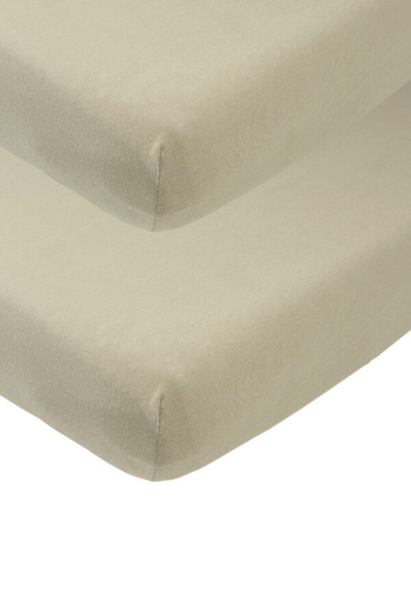 Hoeslaken Wieg Meyco Jersey Taupe 2-pack 40x80 - Afbeelding 1