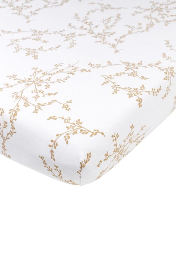 Hoeslaken Ledikant Meyco Jersey 60x120 Branches Sand - Afbeelding 1