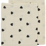 Washandjes Meyco Sweet Heart Soft Sand/Black 2-pack