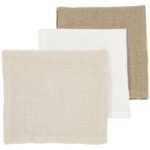 Monddoekjes Meyco Pre-Washed Offwhite/Soft Sand/Taupe 3-pack
