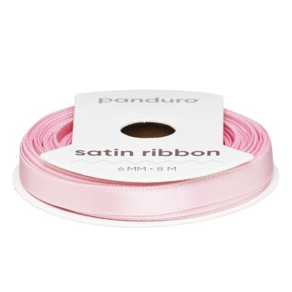 Satijnlint - 6 mm - lichtroze - Afbeelding 1