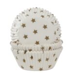 House of Marie - baking cups - wit met gouden sterren