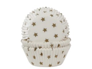 House of Marie - baking cups - wit met gouden sterren
