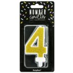 PartyDeco cijferkaars - glitter goud - 4