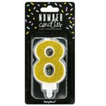 PartyDeco cijferkaars - glitter goud - 8