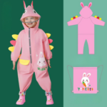 Mini Fashion™ - Poncho - Kinder Regenjas Roze Konijn / 116 (6-7 jaar) | Educatief Speelgoed