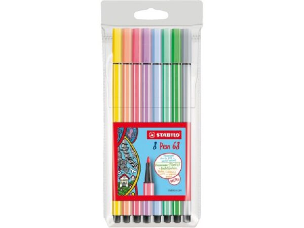 STABILO Pen 68 - 8 stuks - pastel - Afbeelding 1
