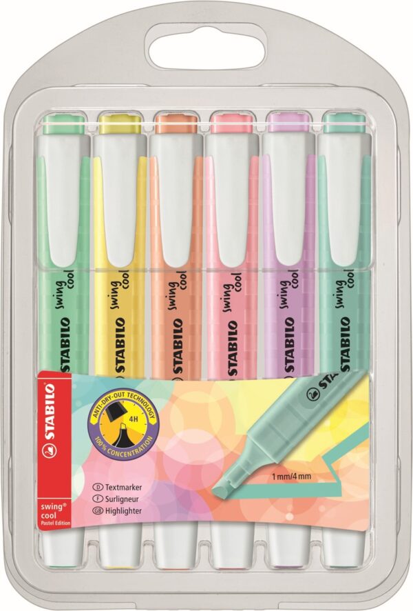 STABILO Swing Cool highlighters - 6 stuks - pastel - Afbeelding 1