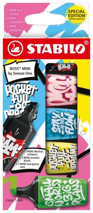 STABILO BOSS MINI - Snooze One Edition - 5 neon + 1 zwart