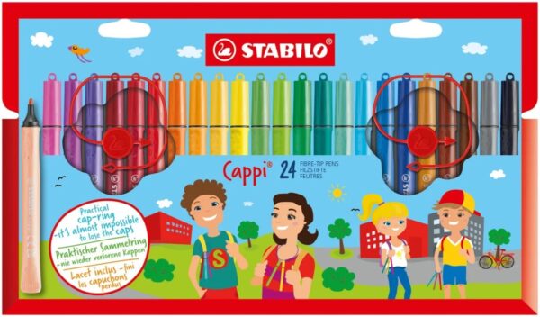 STABILO Cappi viltstiften - 24 stuks met dopring - Afbeelding 1