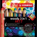STABILO woody 3 in 1 ARTY - 6 stuks + puntenslijper