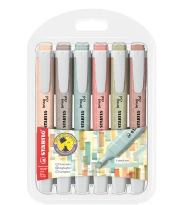 STABILO Swing Cool highlighters - 6 stuks - NatureCOLORS - Afbeelding 1