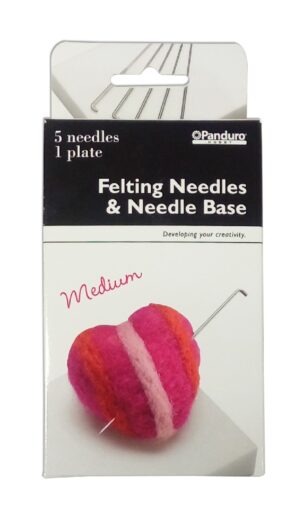 Set van 5 medium viltnaalden + viltmat