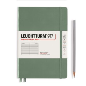 LEUCHTTURM1917 - notebook A5 - lijntjes - olijf
