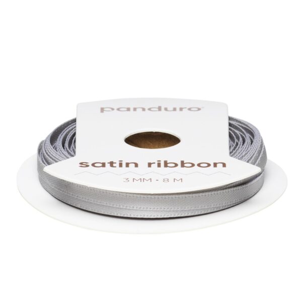 Satijnlint - 3 mm - lichtgrijs - Afbeelding 1