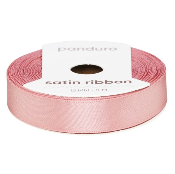 Satijnlint - 12 mm - donker poederroze - Afbeelding 1