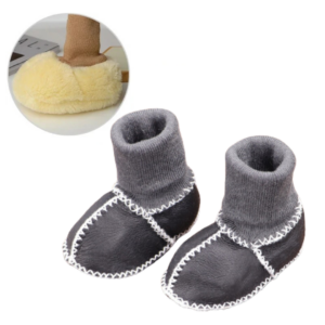 Mini Fashion™ - Warm&Knus - Baby sloffen Donkergrijs / 15 (0-6 maanden) | Educatief Speelgoed