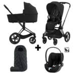 Kinderwagen Cybex Priam Sepia Black/Black + Cloud T I-Size Sepia Black/Black + GRATIS voetenzak