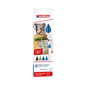 edding 4600 textile pen set - 5 stuks - cool