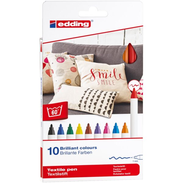 edding 4600 textile pen set - 10 stuks - basis - Afbeelding 1