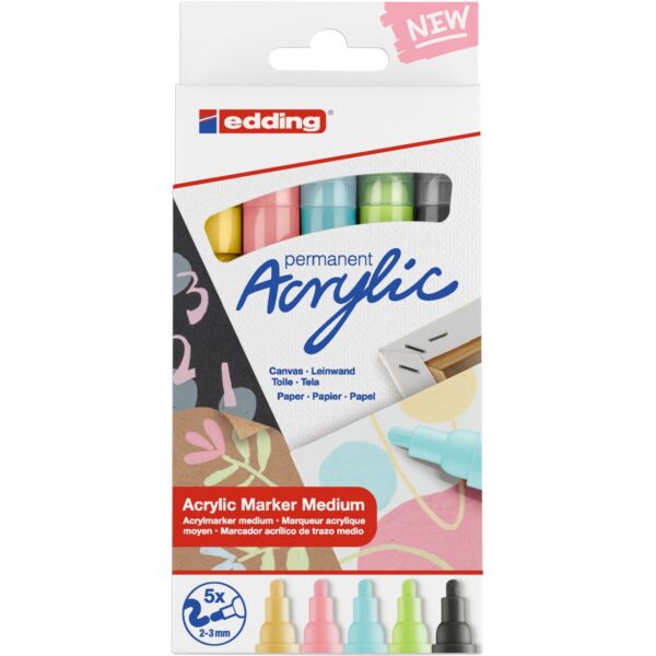 edding 5100 acrylic marker - 5 stuks - pastel - Afbeelding 1