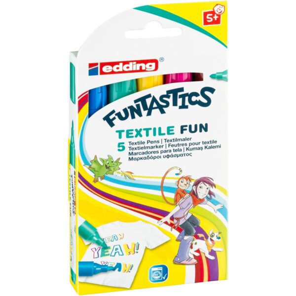 edding 17 FUNTASTICS Textile Fun - textielstiften - 5 stuks - Afbeelding 1