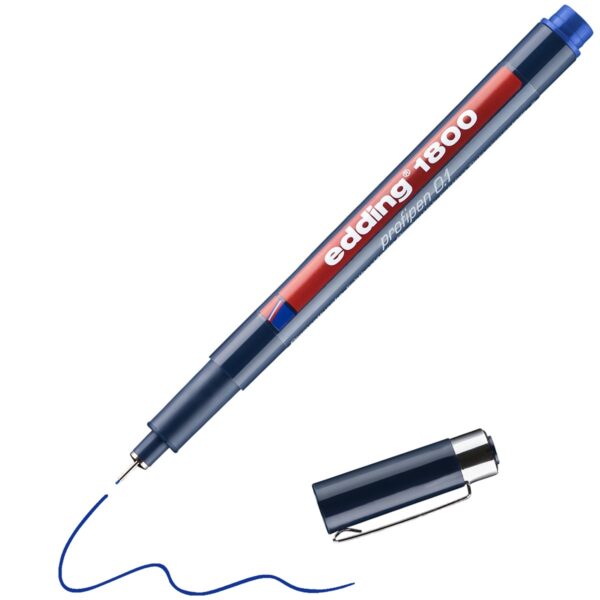 edding 1800 profipen - 0,1 mm - blauw - Afbeelding 1