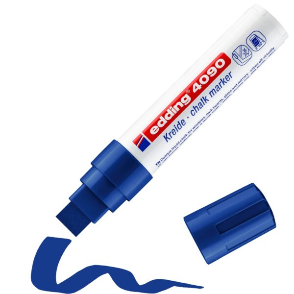edding 4090 chalk marker - blokpunt - 4 tot 15 mm - blauw - Afbeelding 1