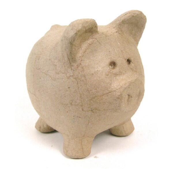 papiermaché - 12 cm spaarvarken klein - Afbeelding 1
