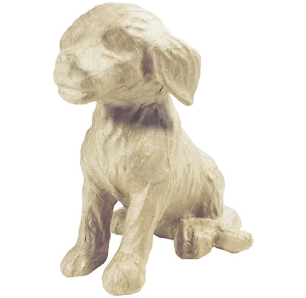 Papier mache zittende hond - Afbeelding 1