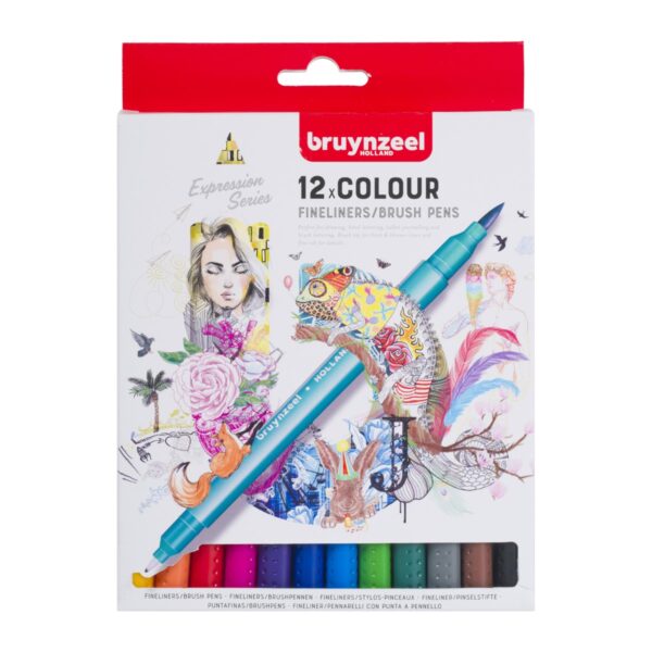 Bruynzeel Creatives - fineliners/brushpens - 12 stuks - Afbeelding 1